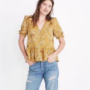 Madewell Yellow Butterfly Blouse 🦋 Size M